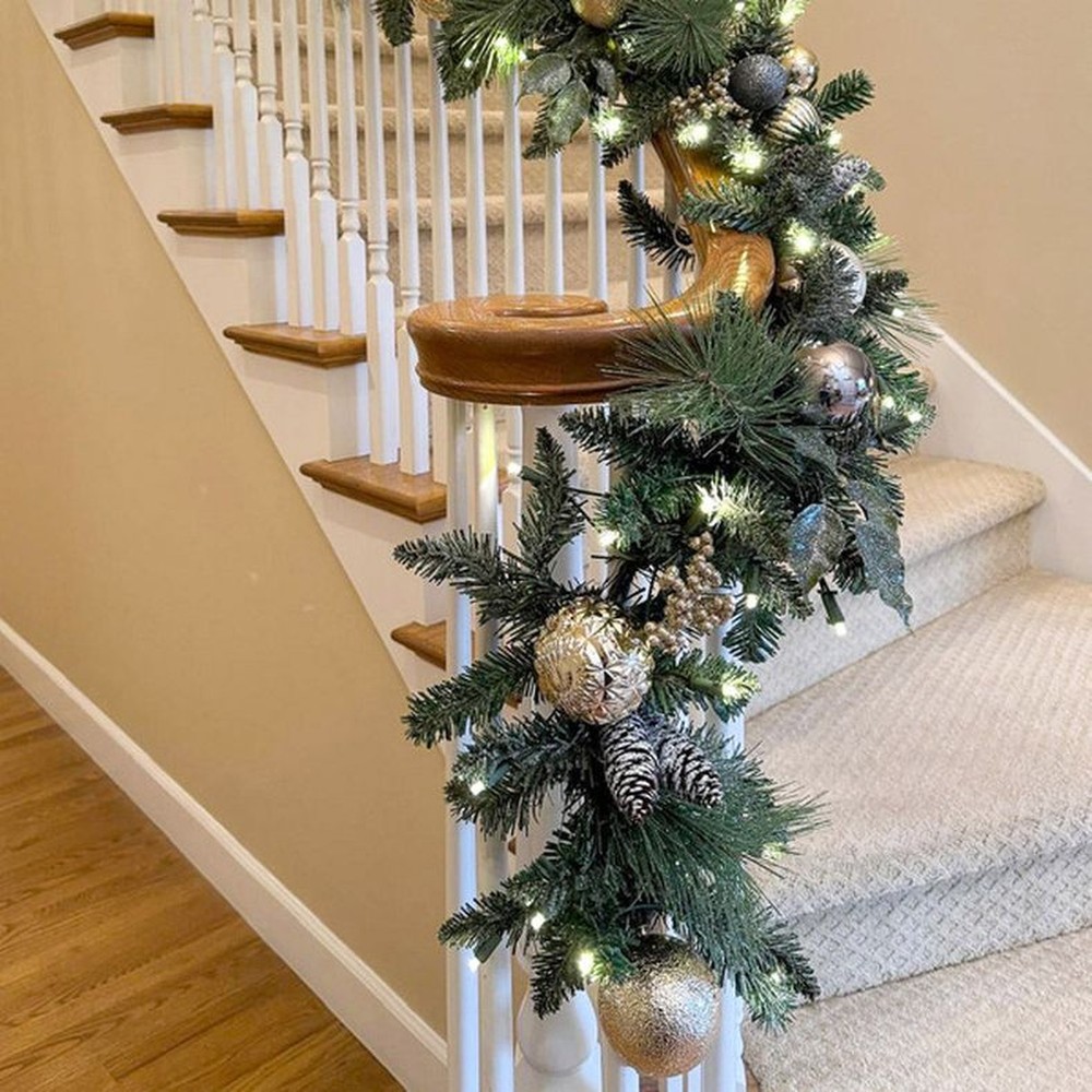 9' Decorated Garland with Pre-Lit Micro LED LIghts, Assorted Colors