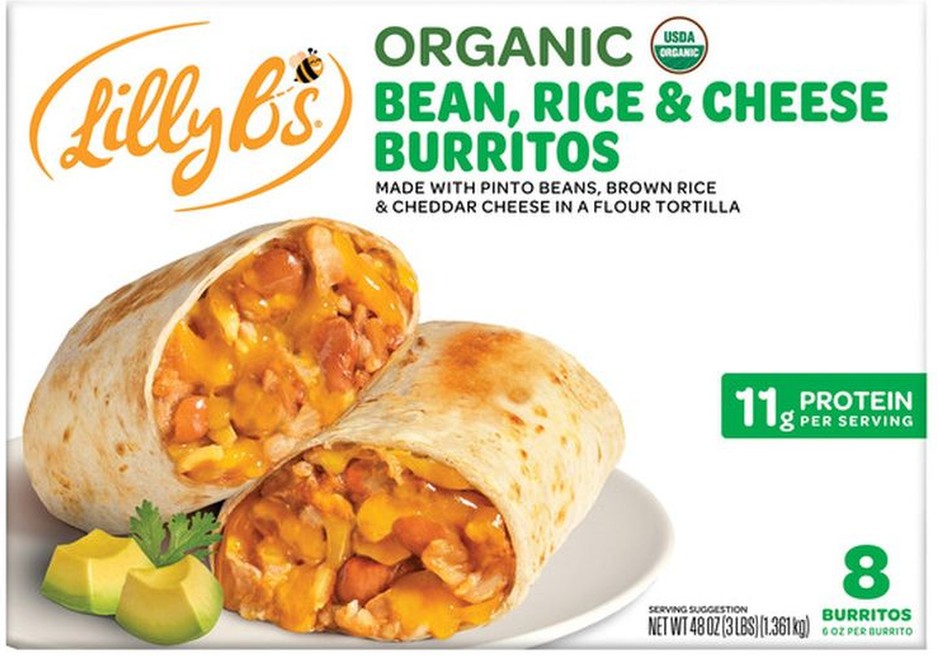 Organic Bean, Rice & Cheese Burrito, 6 oz, 8-count