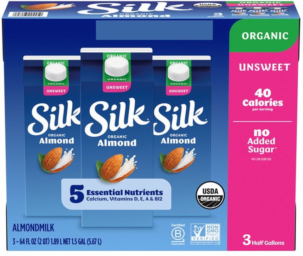 Organic Almond Milk Unsweetened, Half Gallon, 3-count