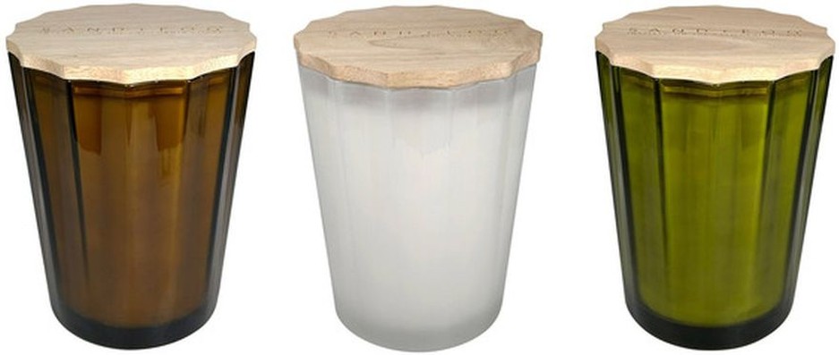 57 oz. Scalloped Candle with Rubber Wood Lid, Assorted Scents