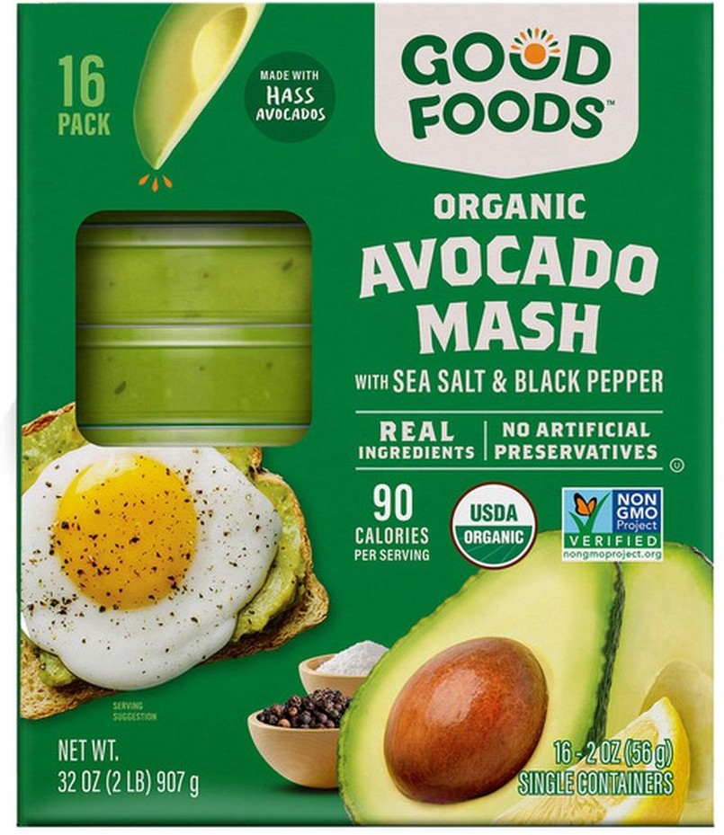 Organic Avocado Mash, Sea Salt & Black Pepper, 2 oz, 16 count