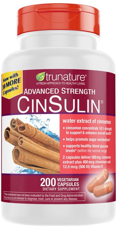 Cinnamon Concentrate Cinsulin 500mg, 200 Vegetarian Capsule