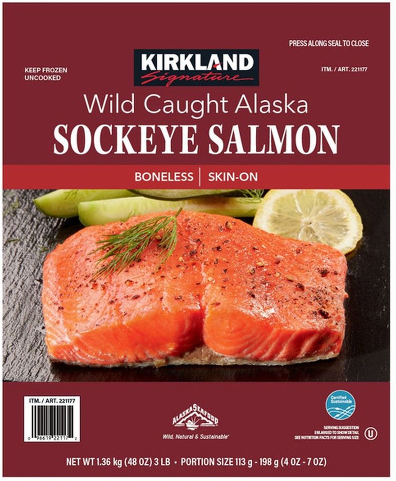 Wild Alaskan Sockeye Salmon, 5 oz - 7 oz Portion, 3 lbs