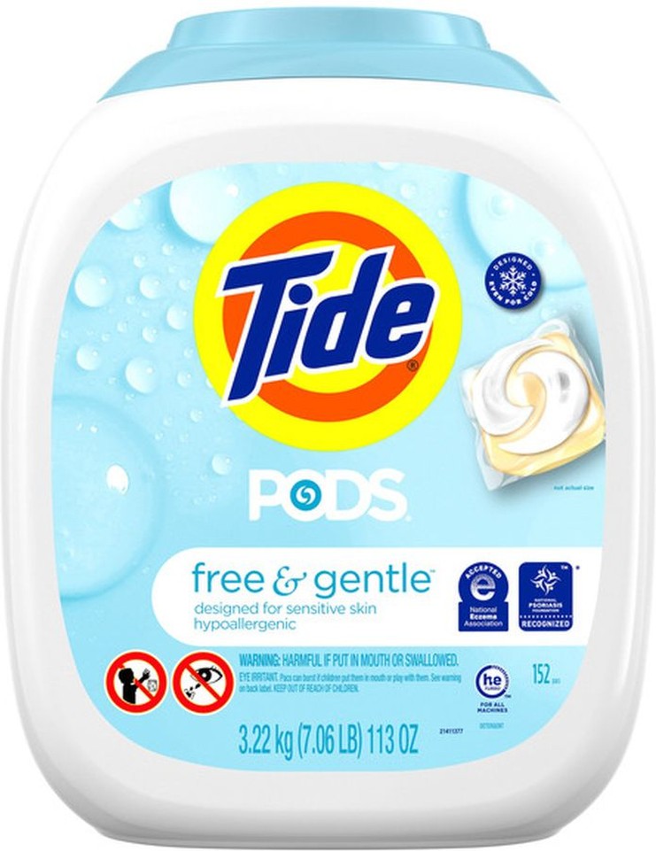 Pods Laundry Detergent Pods, Free & Gentle, 152-count