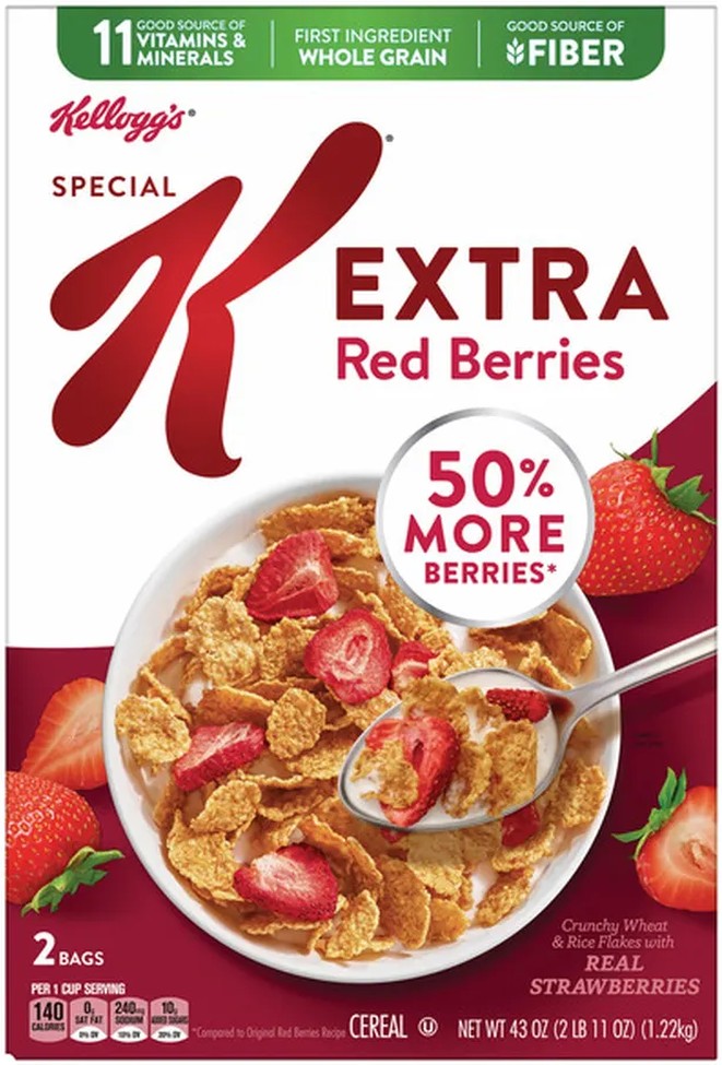Special K Extra Red Berries Cereal, 21.5 oz, 2-count