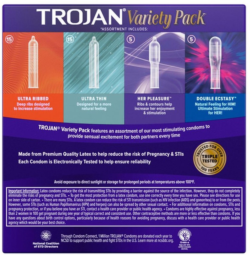 Pleasure Pack Assorted Condoms, 40 Condoms