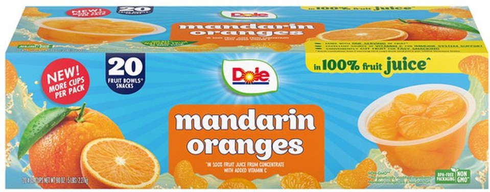 Mandarin Orange Fruit Bowls, 4 oz, 20-count