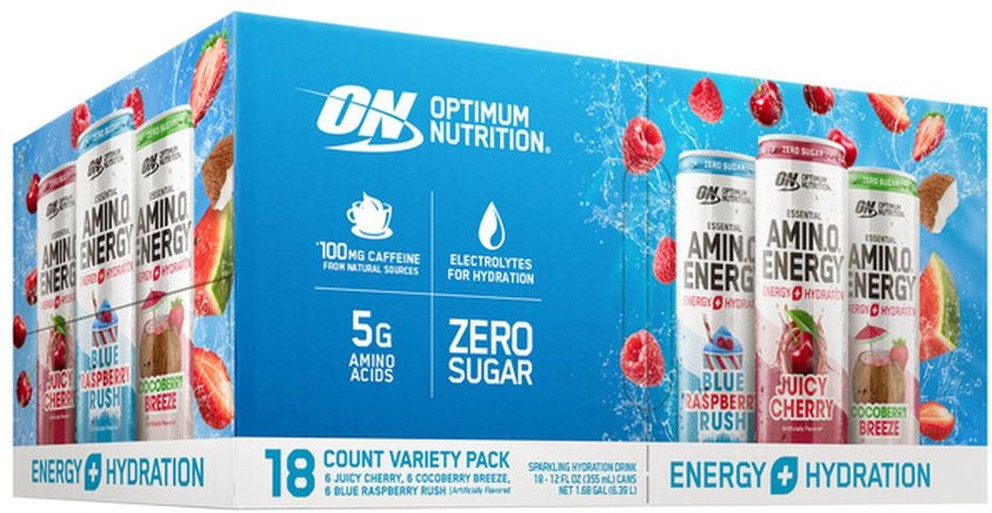Amino Energy Drink Variety Pack, 12 fl oz, 18-count