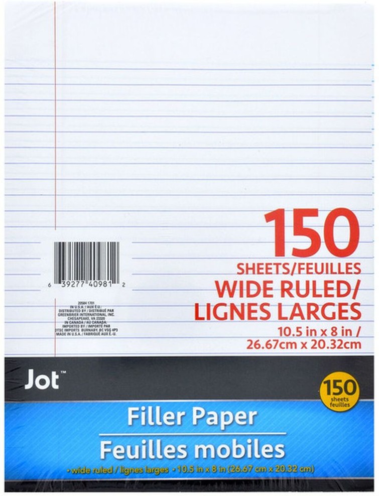 Wide Rule Filler Paper