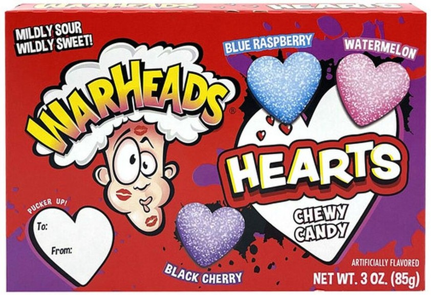 Blue Raspberry Watermelon Black Cherry Hearts Chewy Candy