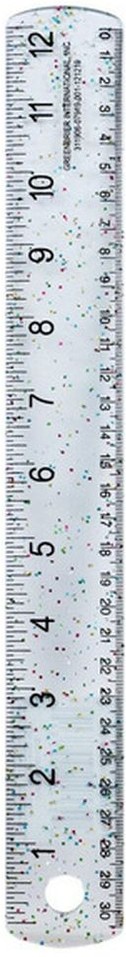 Plastic Rulers With Glitter - Clear - 12.5" x 1.5"