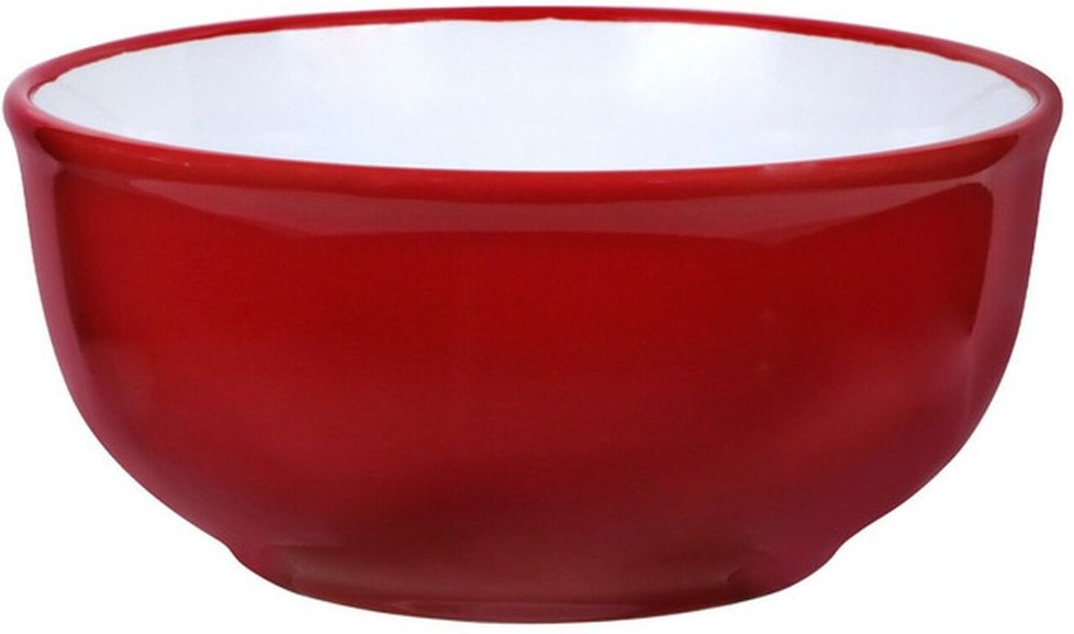 Cutlery Cereal or Serving Bowl - Red & White - 6"