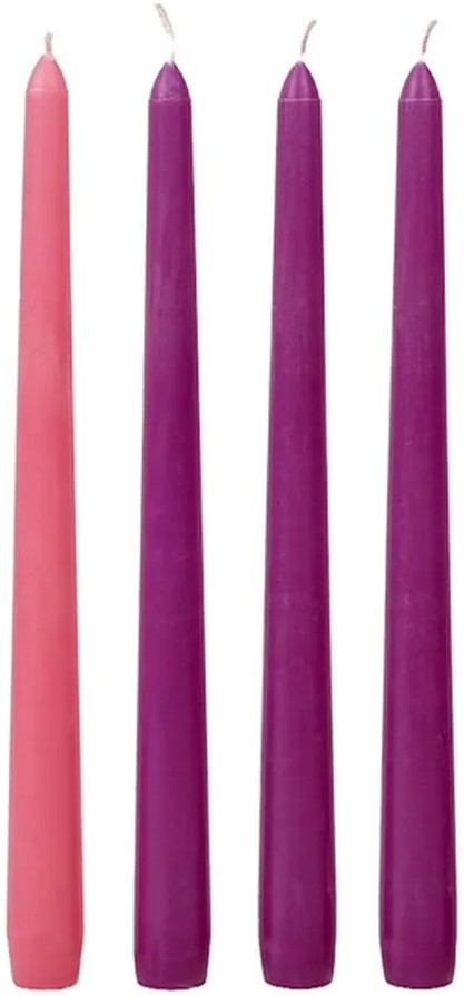 10 Inches Advent Taper Candles - Pink & Purple
