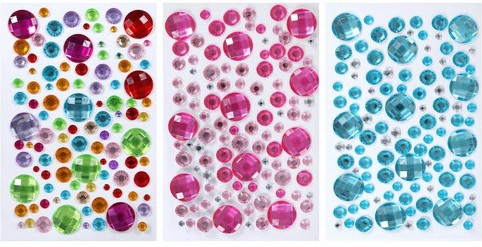 Assorted Round Colorful Gems - Multicolored, Pink & Turquoise Blue