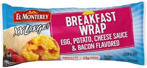 Breakfast Wrap, Egg, Potato, Cheese Sauce & Bacon Flavored