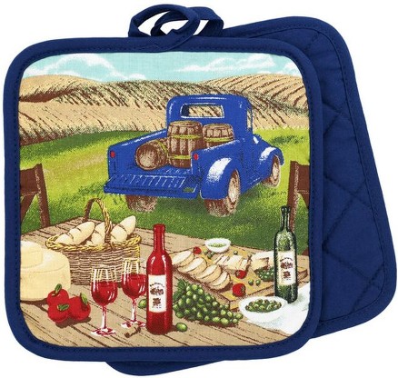 Home Decor Collection LIVE YOUR DREAM 4-Piece Kitchen Towel, Oven Mitt & Pot Holders Set - Blue