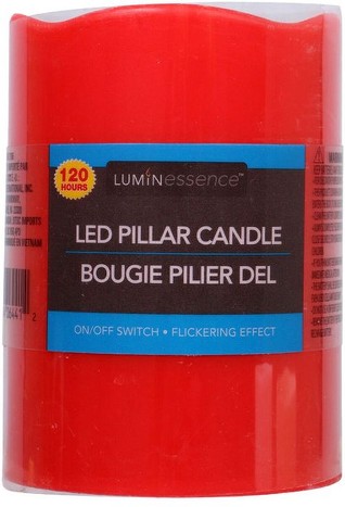 LED Wax Pillar Candle - Red - 3"x4"