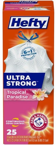 Drawstring Bags, Tropical Paradise, Ultra Strong, 13 Gallon