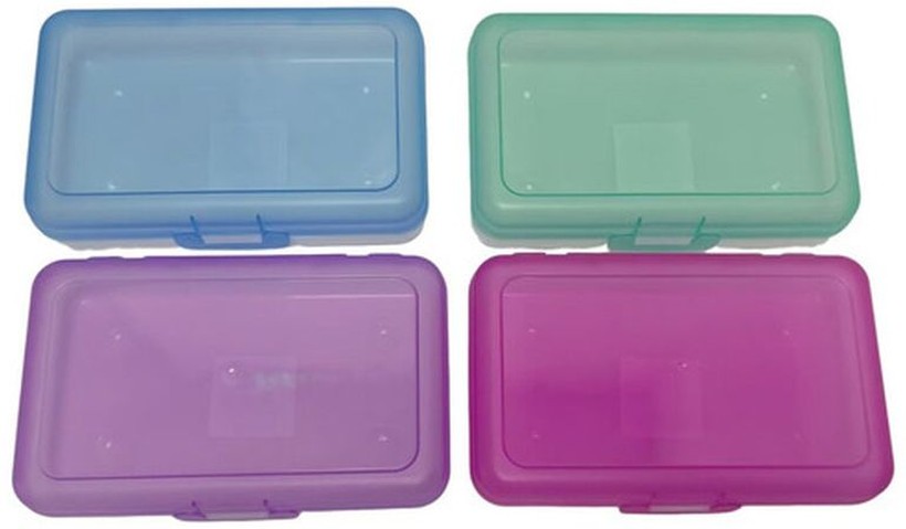 Translucent Plastic Pencil Boxes with Colored Lids