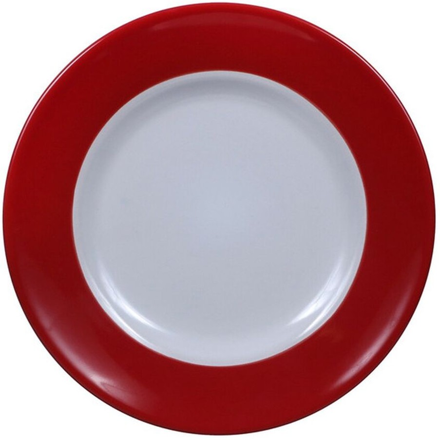 8" Red & White Plate