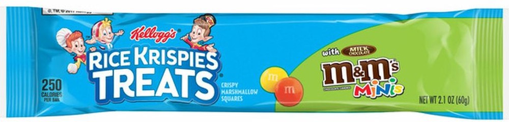Rice Krispies Treats Marshmallow Snack Bar, Kids Snacks, School Lunch, M&M's Minis