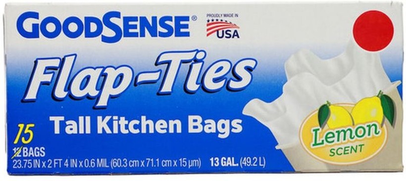Flap Tie Trash Bags with Lemon Scent