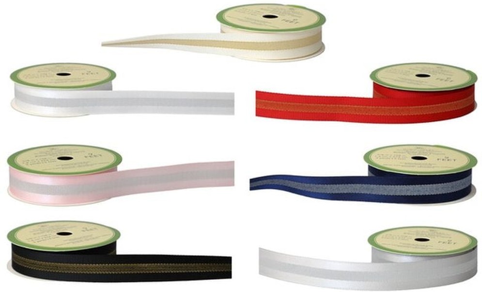 Grosgrain Ribbons With Metallic Stripes