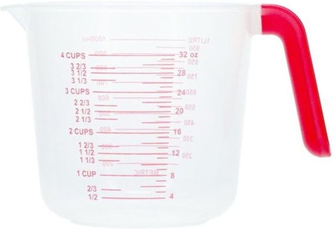 Millileters Litre Ounces Cup Large 4-Cup Capacity Clear Plastic Measuring Cup
