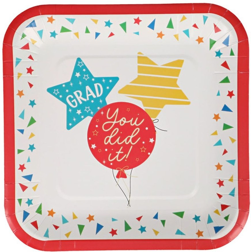 Assorted Square Graduation Themed Plates