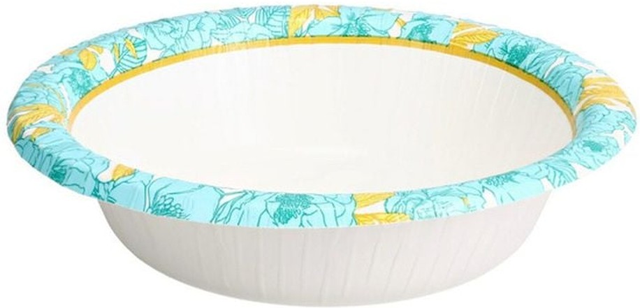 Blue Floral Rim Designer Paper Bowls