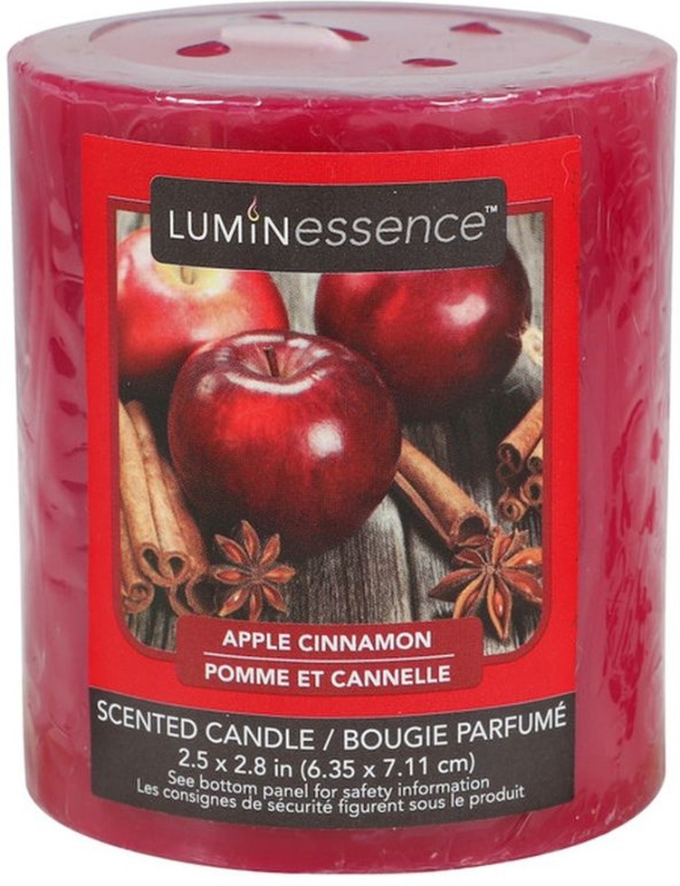 2.5" Holiday Apple Cinnamon Scent Red Pillar Wax Candle