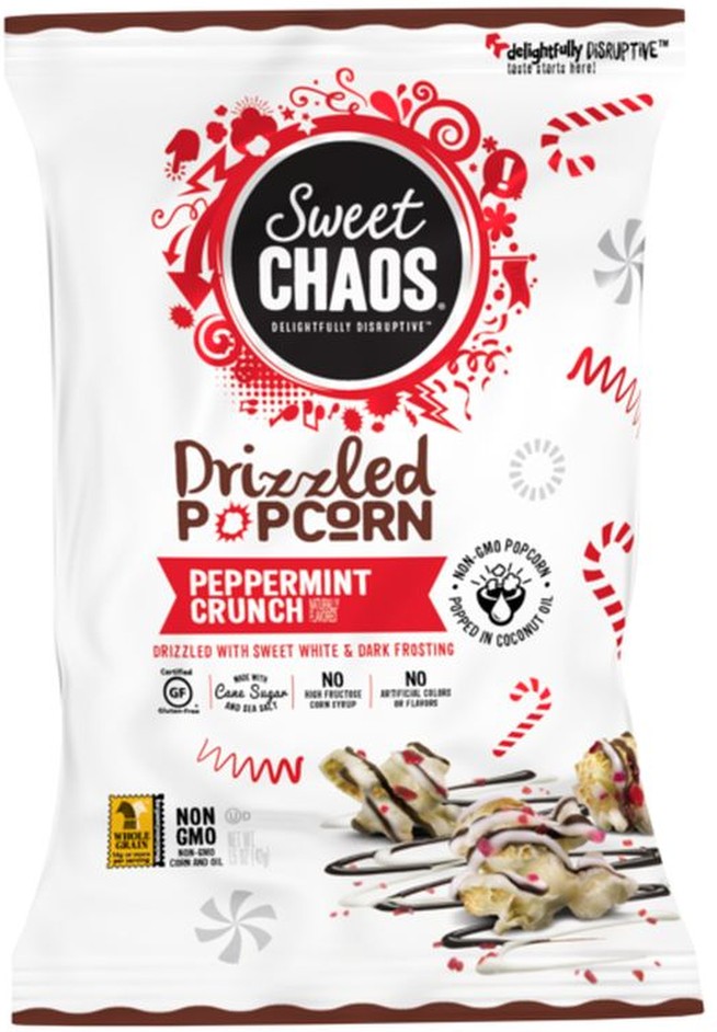 Peppermint Crunch Flavored Drizzled With Sweet White & Dark Icing Handmade Kettle Corn