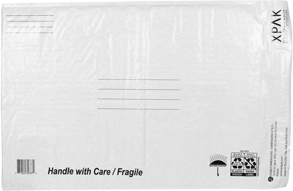 12.5" x 18" Usable Space XPAK White Poly Mailers Size