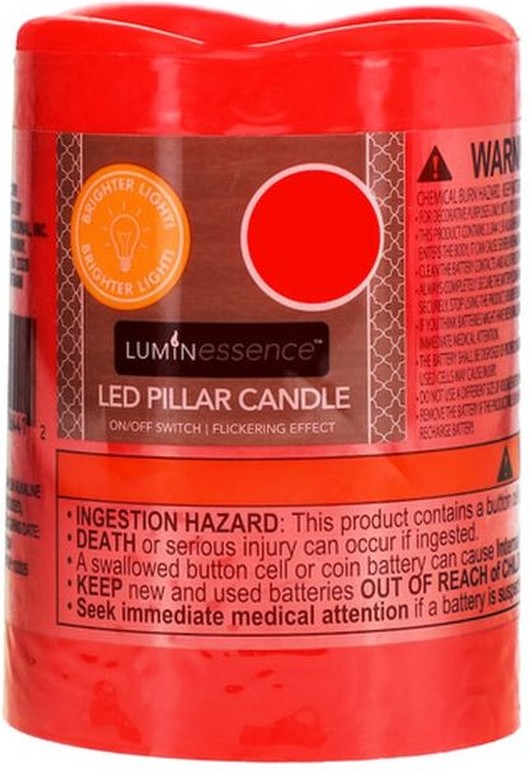 LED Wax Pillar Candle - Red - 3"x4"