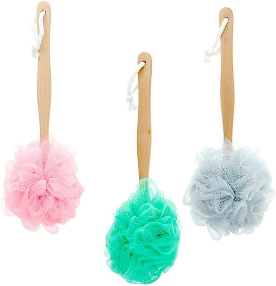 Bath Puff With Wooden Handle