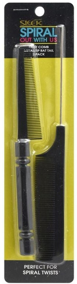 Twist Comb, Metal Tip Rat Tail, Spiral Out With Us, 2 Pack