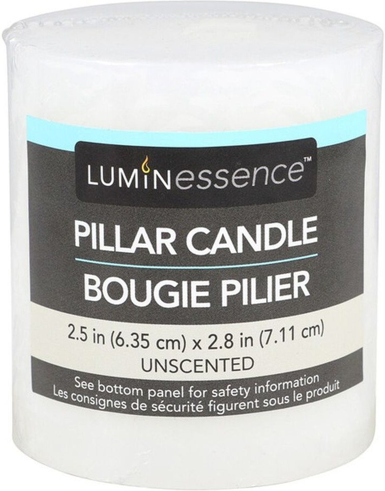 2.5" X 2.8" Unscented White Pillar Candle