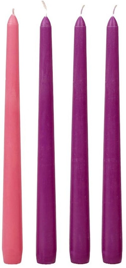 10 Inches Advent Taper Candles - Pink & Purple