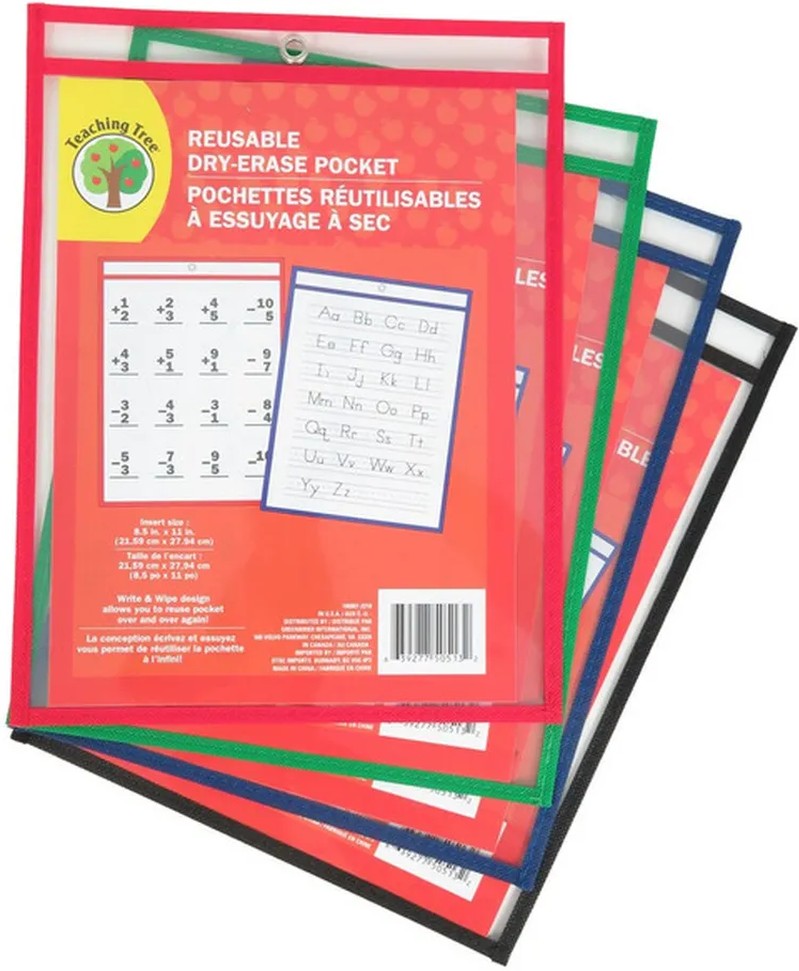 Reusable Dry-Erase Plastic Pockets