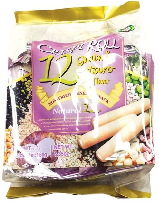 Vegetarian Food Crispi Roll 12 Grain & Taro Flavor Non-Fried & Energy Snack