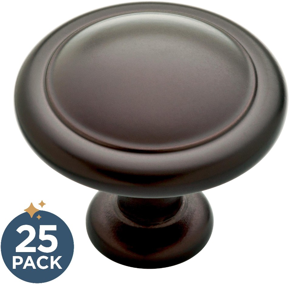 Round Ringed 1-1/4-in Dark Bronze Round Cabinet Knob 25 -Pack