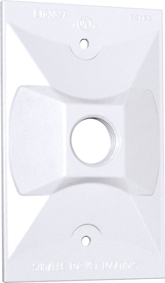 1 -Gang Rectangle White Metal Weatherproof Electrical Box Cover