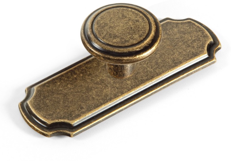 1-9/64-in Antique Brass (With BackPlate) Mushroom Classic Cabinet Knob 6 -Pack