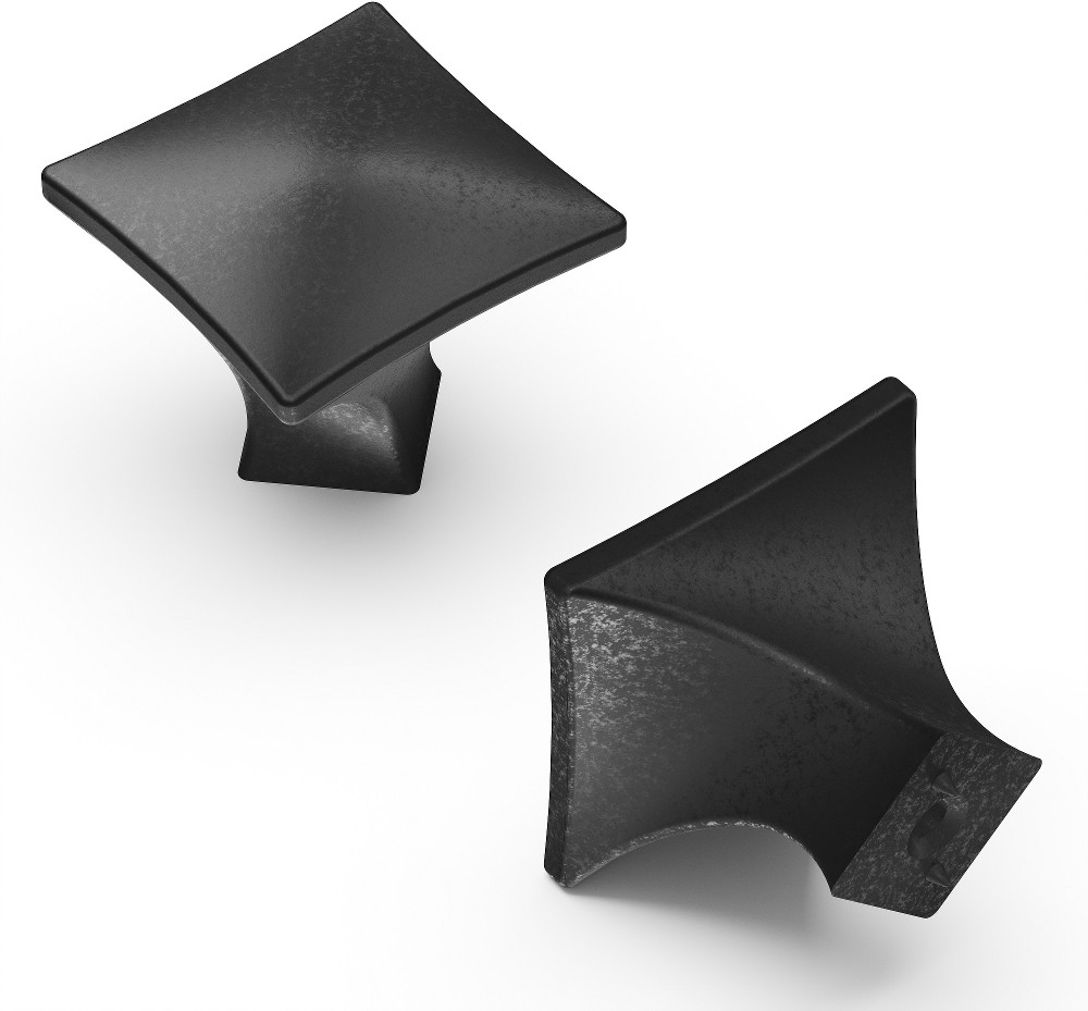 Twist Black Iron Square Transitional Cabinet Knob 10 -Pack