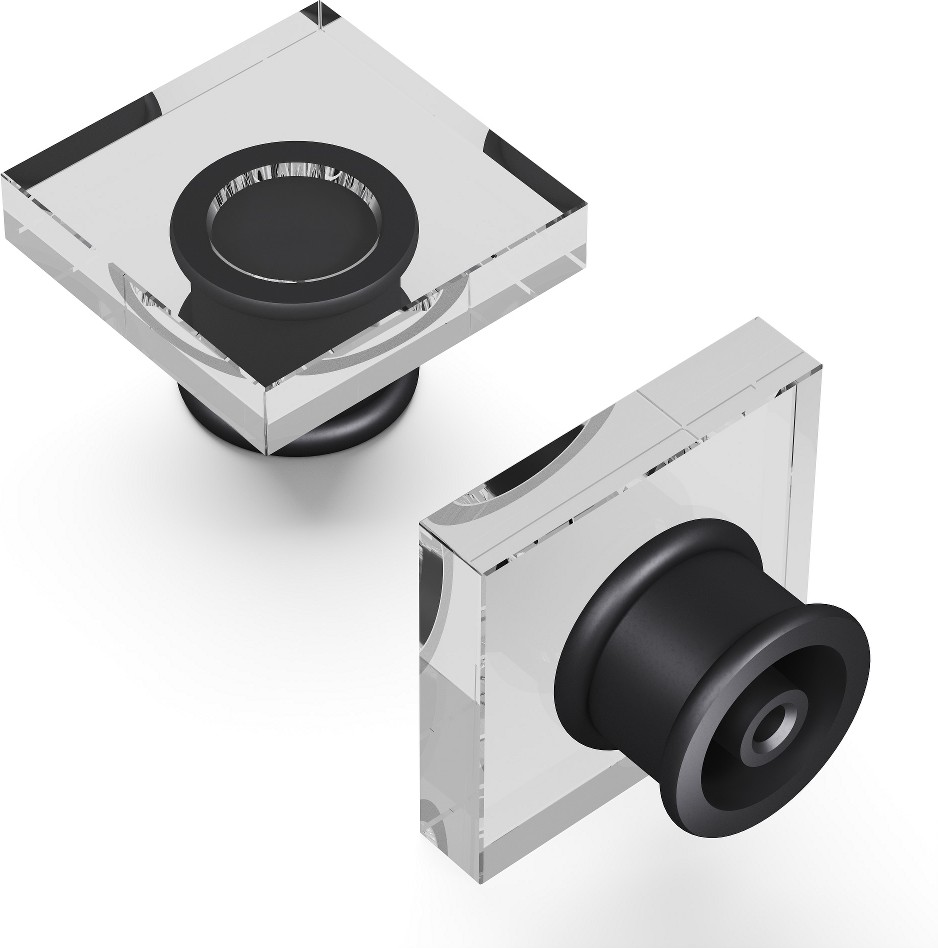 Crystal Palace 1-3/8-in Crysacrylic with Matte Black Square Contemporary Cabinet Knob