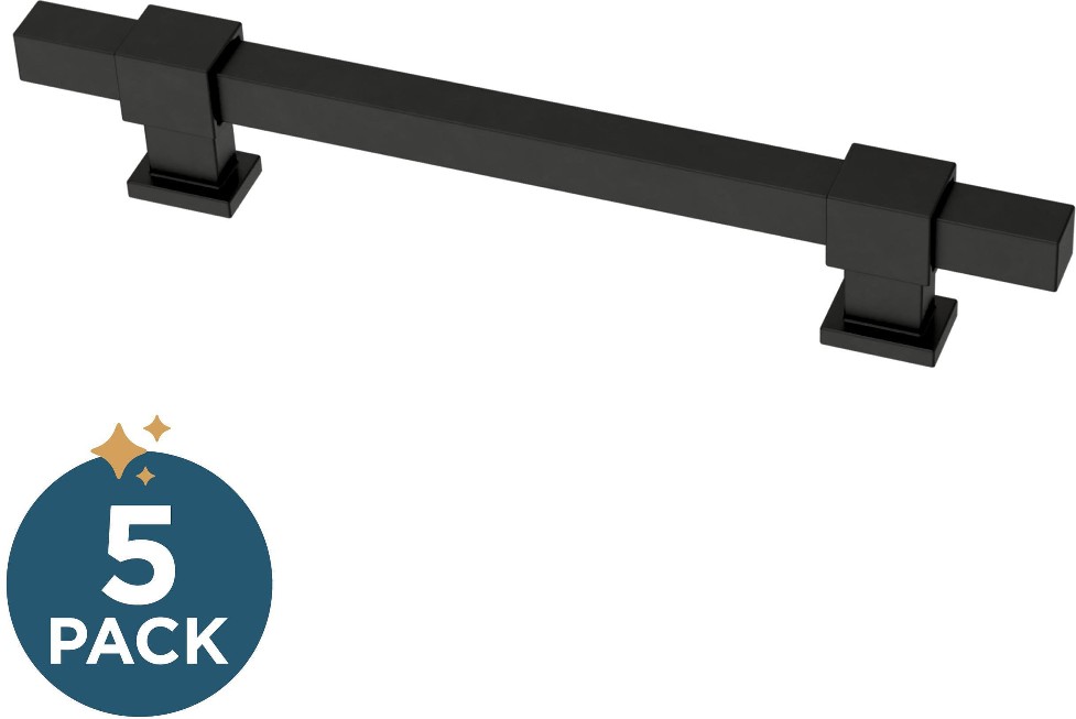 Square Bar Adjusta-Pull 1-3/8-in to 6-5/16-in , 35 mm to 160 mm Center to Center Matte Black Adjustable Rectangular Bar Drawer Pull 5 -Pack