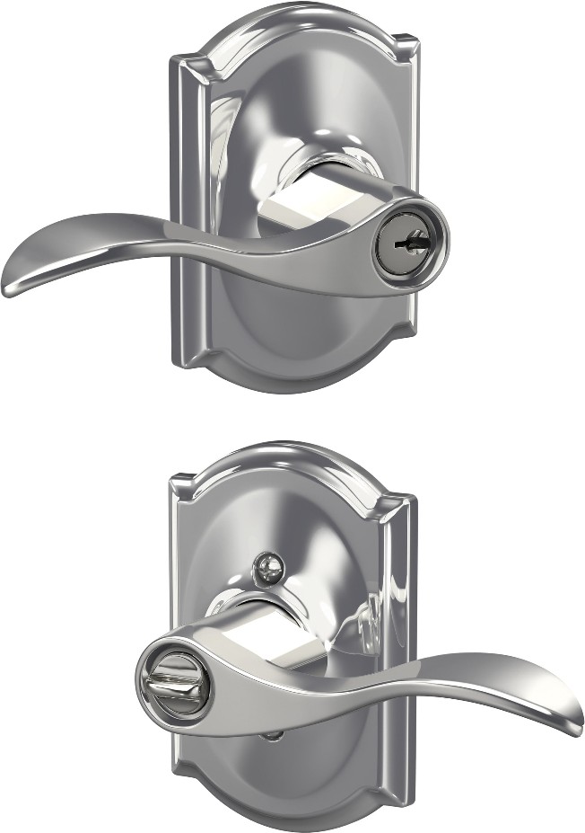 F51A Acc/Cam Accent - Camelot Polished Chrome Exterior Keyed Entry Door Handle
