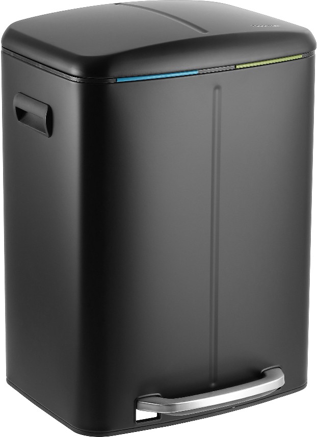 10.6 Gallon Black Steel Indoor Kitchen Step Trash Can