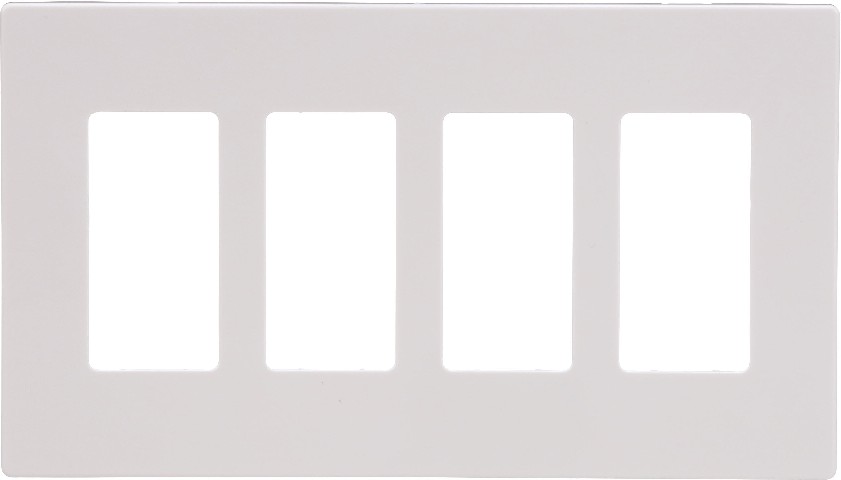 4 -Gang Midsize Size White Polycarbonate Indoor Screwless Decorator Wall Plate
