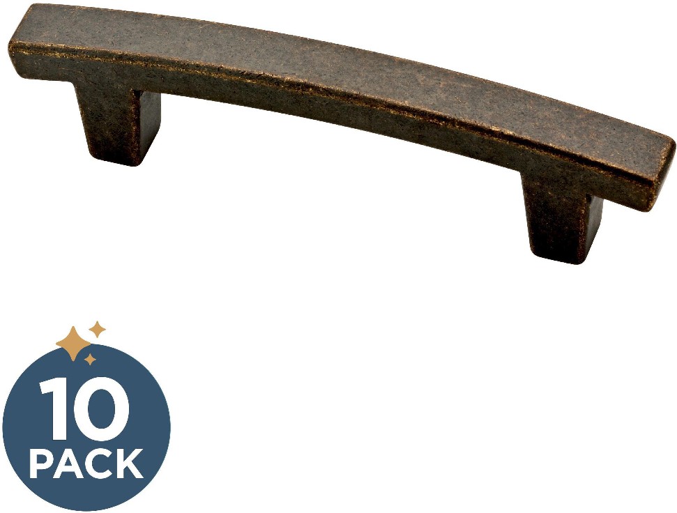 Pierce 3-in , 76mm Center to Center Warm Chestnut Arch Bar Drawer Pulls 10 -Pack